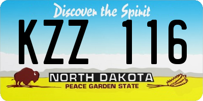 ND license plate KZZ116