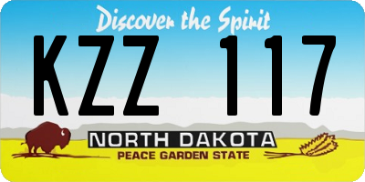 ND license plate KZZ117