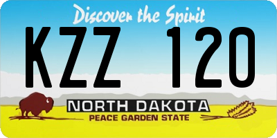 ND license plate KZZ120