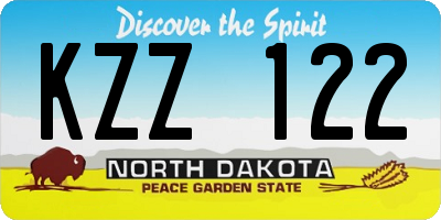 ND license plate KZZ122