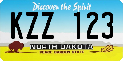 ND license plate KZZ123