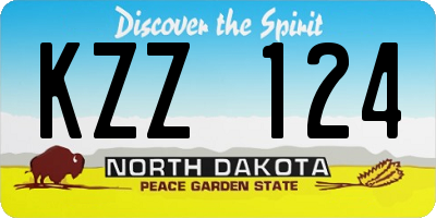 ND license plate KZZ124