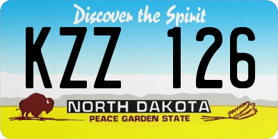 ND license plate KZZ126