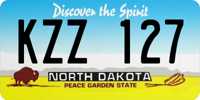 ND license plate KZZ127