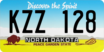 ND license plate KZZ128