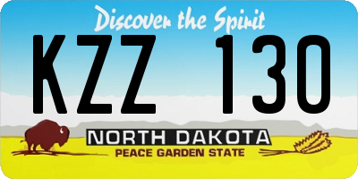 ND license plate KZZ130