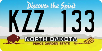 ND license plate KZZ133