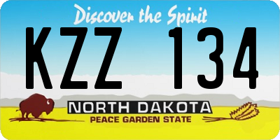 ND license plate KZZ134