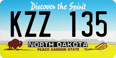 ND license plate KZZ135