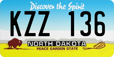 ND license plate KZZ136