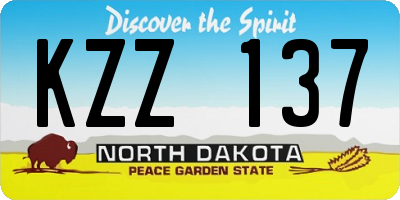 ND license plate KZZ137