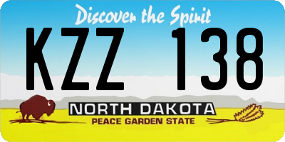 ND license plate KZZ138