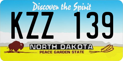 ND license plate KZZ139