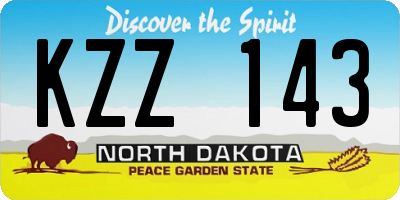 ND license plate KZZ143