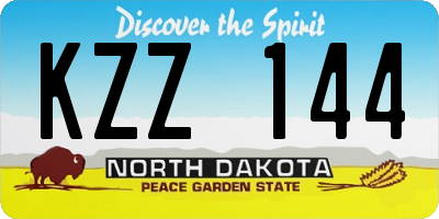 ND license plate KZZ144