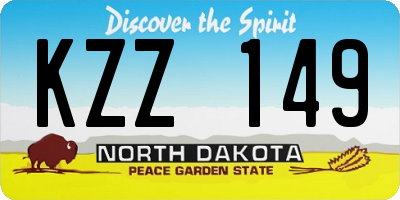 ND license plate KZZ149