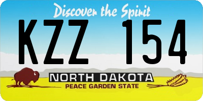 ND license plate KZZ154