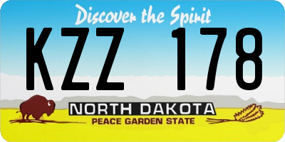 ND license plate KZZ178