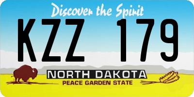 ND license plate KZZ179