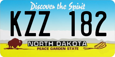 ND license plate KZZ182