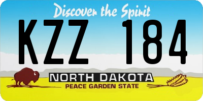 ND license plate KZZ184