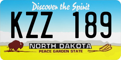 ND license plate KZZ189