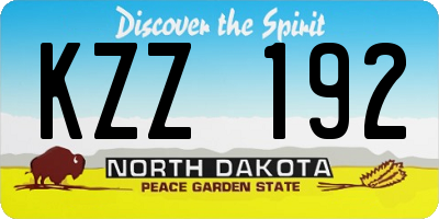 ND license plate KZZ192