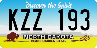 ND license plate KZZ193