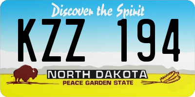 ND license plate KZZ194