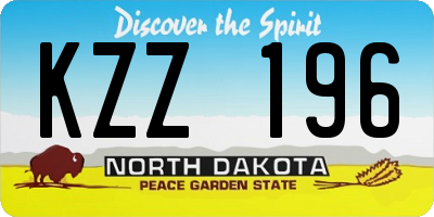 ND license plate KZZ196