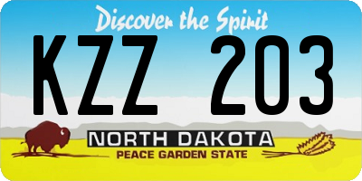 ND license plate KZZ203