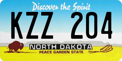 ND license plate KZZ204