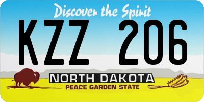 ND license plate KZZ206