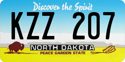 ND license plate KZZ207