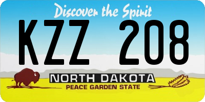 ND license plate KZZ208