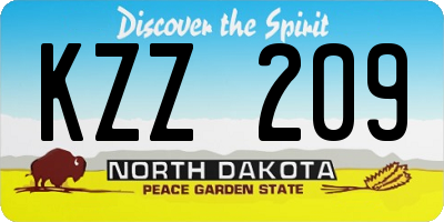 ND license plate KZZ209