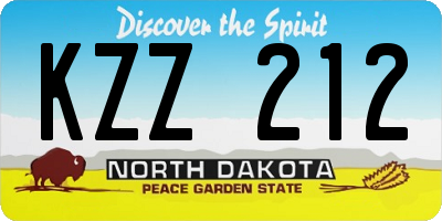 ND license plate KZZ212