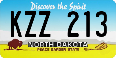 ND license plate KZZ213