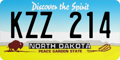 ND license plate KZZ214