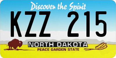 ND license plate KZZ215