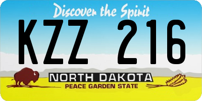 ND license plate KZZ216