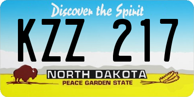 ND license plate KZZ217