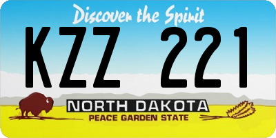 ND license plate KZZ221