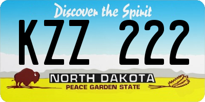 ND license plate KZZ222