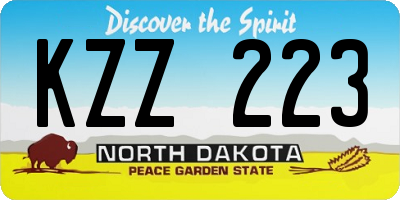 ND license plate KZZ223