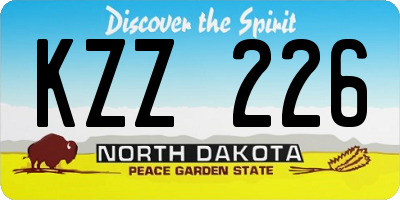 ND license plate KZZ226