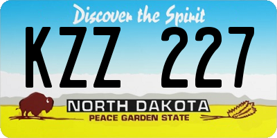ND license plate KZZ227