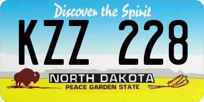 ND license plate KZZ228