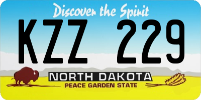 ND license plate KZZ229