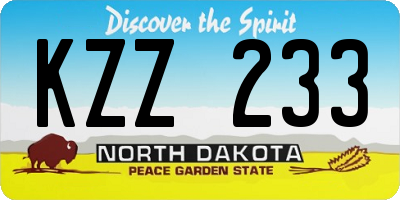 ND license plate KZZ233